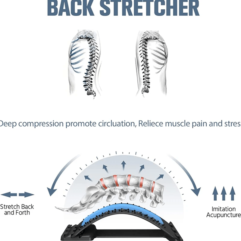 Multi-Level Adjustable Back Massager Magnetic Therapy Equipment Stretcher - Cervical Spine Support
